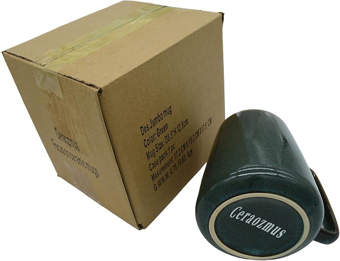 Large Ceramics Coffee Mugs,24 oz,Large Handle Design,Extra Large Tea and Coffee Cup for Office and Home，Microwave and Dishwasher Safe(Color:24 oz green) - Image 9
