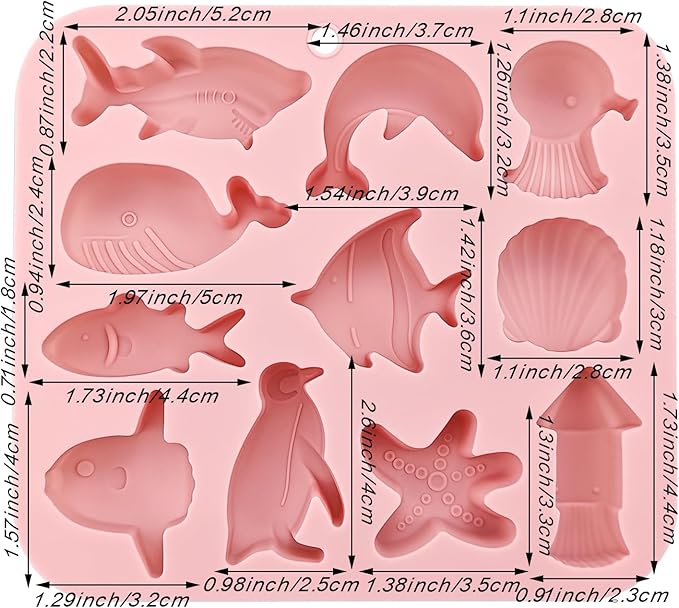 2PCS Marine Theme Cake Silicone Mold Non-stick Ocean Animal Cake Baking Molds for Chocolate Candy Fondant Cupcake Cookie Dessert DIY Cake Decoration Suppies