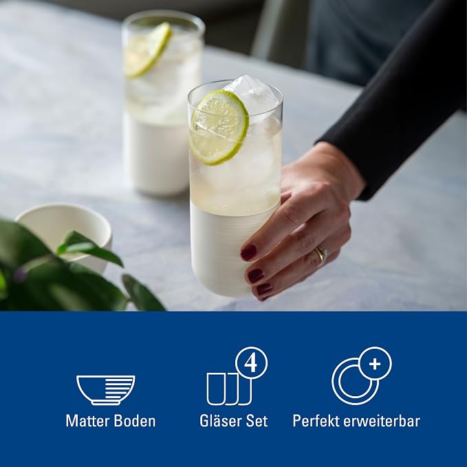 Villeroy & Boch - Manufacture Rock Blanc Long Drink Tumbler Set, 4 pcs. Set of Drinking Glasses for Cocktails and Mocktails, 14.5 oz, Crystal Glass, Matte White Slate Look | Matte-white crystal glass long drink tumblers, hand wash only, mix cocktails a... - Image 5