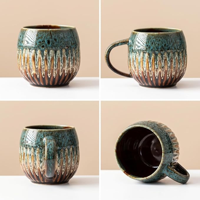 Large Ceramic Coffee Mug - 13oz Tea Cup, Blue, Set of 4 | Large Tea Mug, Microwave Safe, Dishwasher Safe - Image 4