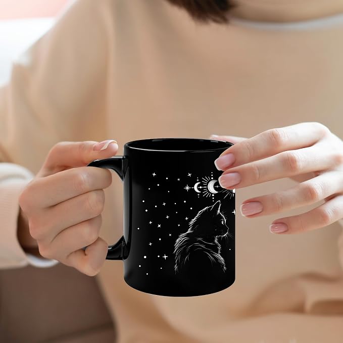 Black Cat Mug 11oz Cat Lover Gifts for Women Funny Goth Coffee Mug - Witch, Goth Decor Halloween Cup With Cats Goth Gift Witchy Gifts for Women - Halloween Mugs Cats Christmas Gothic Home Decor - Image 3