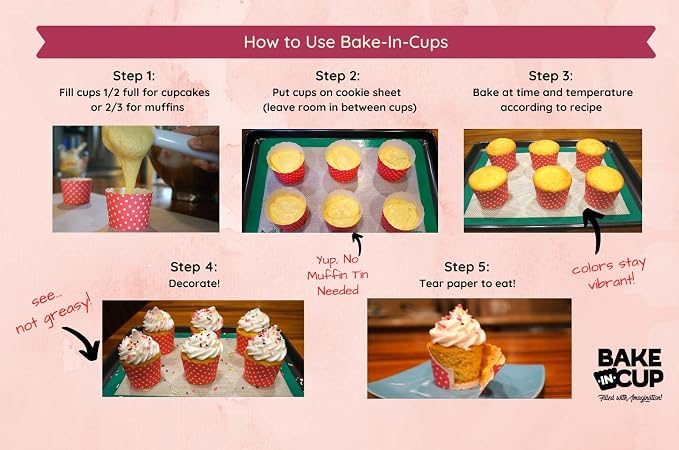 Paper Baking Cups (Polka Dots), Greaseproof Disposable Cupcake Liners (Black, Large Cups (50-Pack)) - Image 7