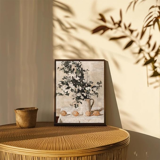 XOCUUI Vintage Wall Art Kitchen, Flowers and Lemons Pictures Painting Botanical Decor, Unframed Canvas Prints Art, Vintage Bathroom Decor, Farmhouse Wall Art for Dining Room, 12"x16" - Image 6