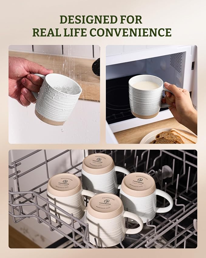 famiware Coffee Mugs Set of 6, 13 oz Mug Set, Ceramic Cup Set with Handle for Coffee, Tea, Cocoa, Milk, Constellation Series, Polar White - Image 5