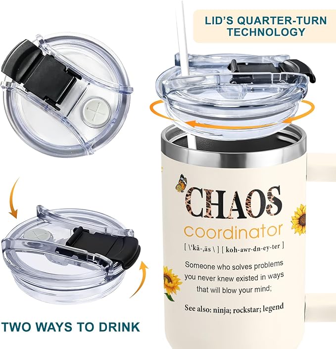 Administrative Professional Day Gifts - Thank you Gift for Boss lady, Assistant, Secretary - Chaos Gifts For Women - Admin Professionals Day Gift - Tumbler 40oz With Handle