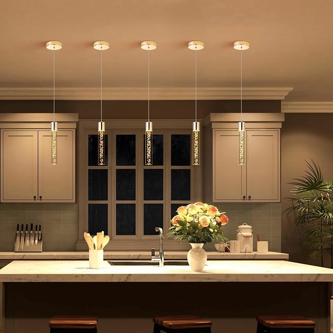 Dimmable LED Pendant Lights Kitchen Island Lighting,5CCT/2700K/3000K/3500K/4000K/5000K,Modern Hanging Island Lights Kitchen Ceiling Lighting Fixtures,for Kitchen Dining Room (Gold, 3 Pack) - Image 7