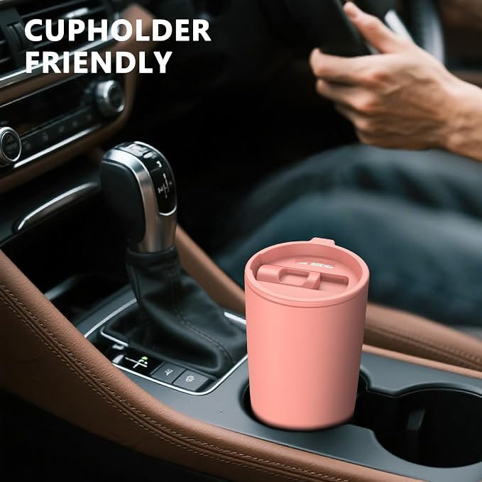 TILUCK 20 oz Insulated Coffee Tumbler with BPA-Free Lid | Travel Coffee Mug, Dishwasher Safe, Cup Holder Friendly, Double-Wall Vacuum Insulation for Hot & Cold Drinks, MatteCoralRed - Image 4