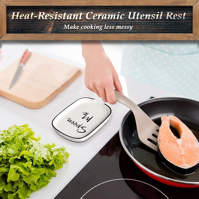 Ceramic Spoon Rest for Stove Top, Large Spoon Holder for Kitchen Counter, Coffee Spoon Rest, Heat-Resistant Cooking Utensil Rest, Modern Kitchen Decor, Set of 2 - Image 4