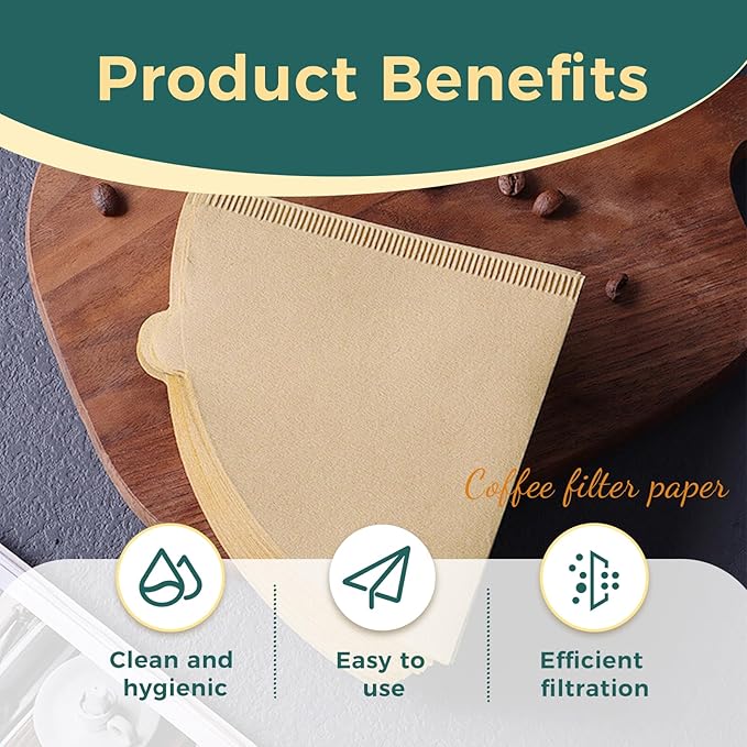 Easy-Dispensing Natural Brown Cone Coffee Filters, V02 Size, 100 Count - Unbleached Paper Filters for Pour Over Brewing, Compatible with Chemex, Hario V60 & More，Box for Easy Use & Tidy Storage
