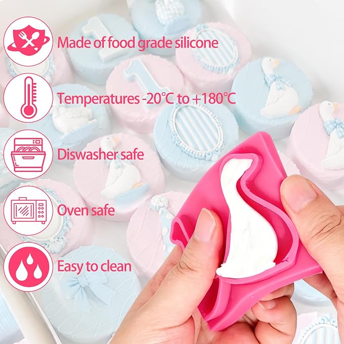 One Silly Goose Birthday Chocolate Fondant Molds Silicone, First Birthday | Silicone Chocolate Candy Mould, for Baby Shower Party 1st Birthday, Cake, Cupcake Decorations, Kitchen Crafts Baking Supplies - Image 9