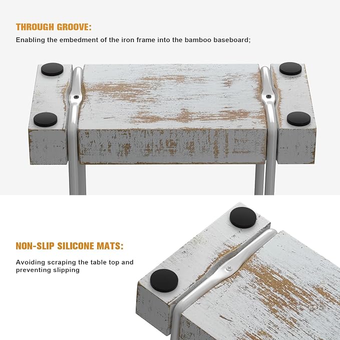 Wican Napkin Holder for Table, Wood Iron Standing Napkin Dispenser | Dining Table Farmhouse Cocktail Picnic Rustic Wood Holders, Suitable All Kitchen Dining Room Decor, White & Farmhouse White - Image 5