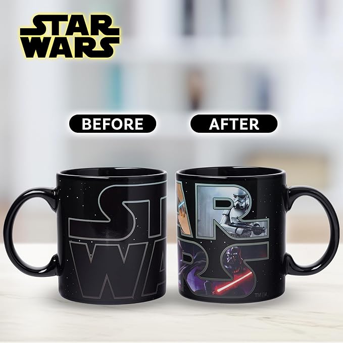 Silver Buffalo Star Wars Logo, Heat Reveal Ceramic Mug, 20oz | Coffee Cup, Boba Fett, Yoda, Luke, C-3PO, R2-D2 and Darth Vader, Stormtrooper, 0.59 Liters - Image 6