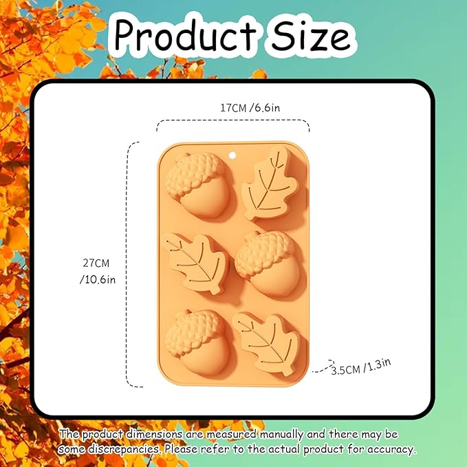 2 Pcs Fall Silicone Molds 3D Chocolate Silicone Mold Autumn Maple Leaf Hazelnut Acornshape Mold for Halloween Thanksgiving Chocolate Candy Cake Pan Baking Tray Cake Decoration