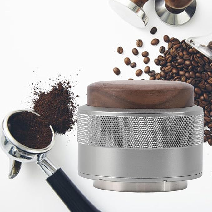 Coffee Distributor and Tamper, Dual Head Coffee Leveler Fits for Portafilter, Espresso Hand Tamper, Professional Adjustable Depth Espresso Hand Tamper(58mmsilver)