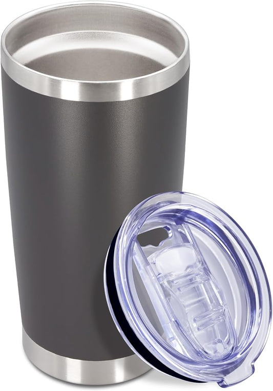 20oz Tumbler Insulated Coffee Tumblers with Lid Stainless Steel Grey 1P | 20 oz Tumblers Double Wall Insulated Vacuum 20oz Coffee Mug Leak Proof Tumblers with Lid Powder Coated - Grey 1 Pack by AEPDTD