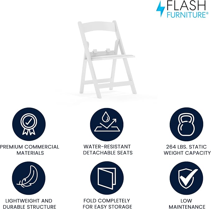 Flash Furniture HERCULES Kids White Resin Folding Chair with White Vinyl Padded Seat | Vinyl Padded Seat, Lightweight, Indoor/Outdoor, HERCULES Series - Image 4