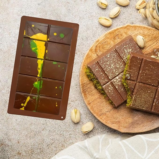 Deep Chocolate Bar Dubai Molds 3 Pack, 1 Inch Deep Large and Thick Silicone Chocolate Bar Silicone Thick Mold for Stuffed Bar, Big Candy Mold