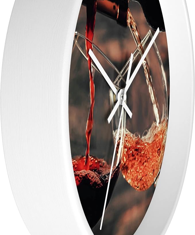 Mozingo ~ Wine Clock for Kitchen Bar Wall It's Wine O'clock Silent Time Gift Home Decor Made In USA, 10" (Hour Marks - None, Clock Frame Color - White, Wine Theme #01) - Image 2