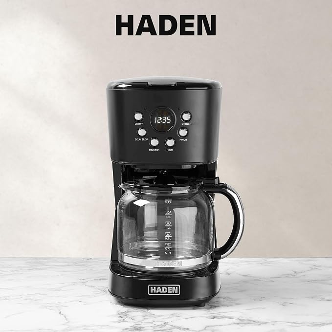 HADEN Coffee Machine, 12 Cup Programmable Drip Coffee Maker with Auto Shut-Off Function and Reusable Washable Water Filter, Black & Chrome - Image 7