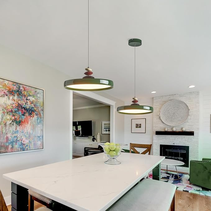 Modern Pendant Lights,Green 16" LED Pendant Lighting Fixture with Remote Control Dimmable 3 Color Mode & Brightness, Adjustable Hanging Lamp for Kitchen Dining Room Bedroom Kitchen Island - Image 7