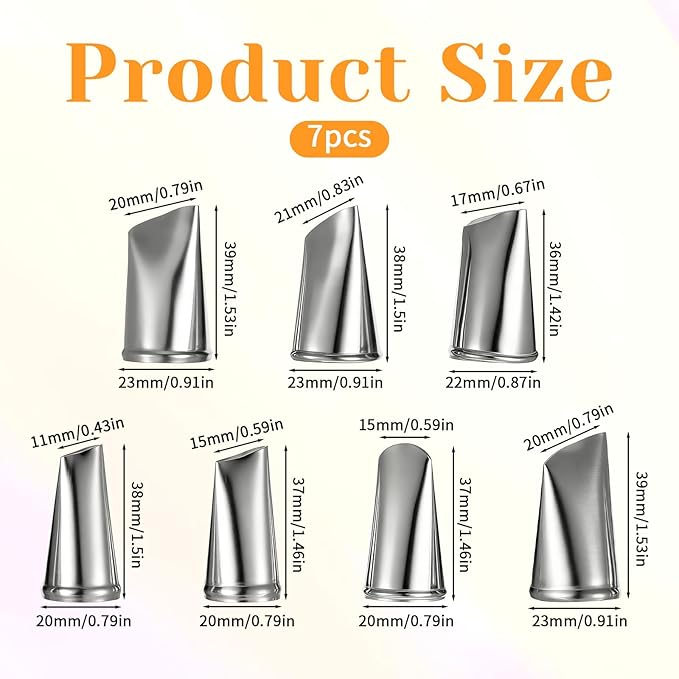 Fondant Rose Piping Tips Set, 7 Pcs Stainless Steel Frosting Piping Kit Cake Decorating Tips Cake Icing Nozzles Tip Decorating Tools Baking Set Tools for Cupcake Cookie Baking Buttercream Supplies