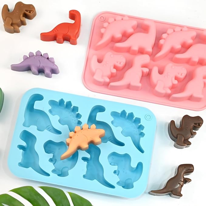 Dinosaur Silicone Mold, 2-Pack Dinosaur Chocolate Molds 16 Cavity | 3D Cute Dinosaurs Animal Candy Molds for Ice Cubes, Jelly, Pudding, Cake Decorations, Cookies, Soaps, Birthday Party - Image 2