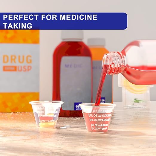 Disposable Medicine Cups Graduated, Bulk Pack of 2000, 1 oz (30ml) Small Plastic Measuring Cup for Liquid Medication, Paint, epoxy, Pill and Resin