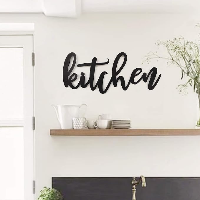 10 o'clock Kitchen Black Metal Wall Word Sign inch by 17"x7.3" Wall Decor • Farmhouse Decor • Family Wall Art • Decorations for Living Room Decor • Home Decor… - Image 2