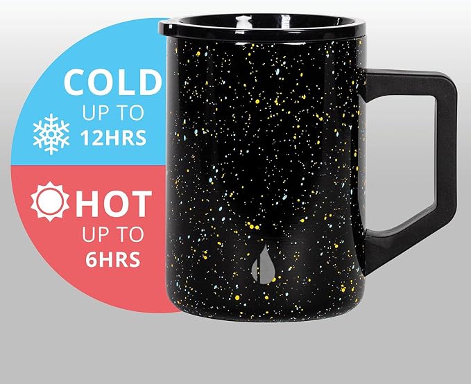 Elemental Insulated Coffee Mug - Triple-Wall Stainless Steel Summit Travel Cup for Hot and Cold Drinks - Thermal Coffee Mug with Lid and Handle for Camping, Office & Travel 16oz - Black Speckle - Image 3