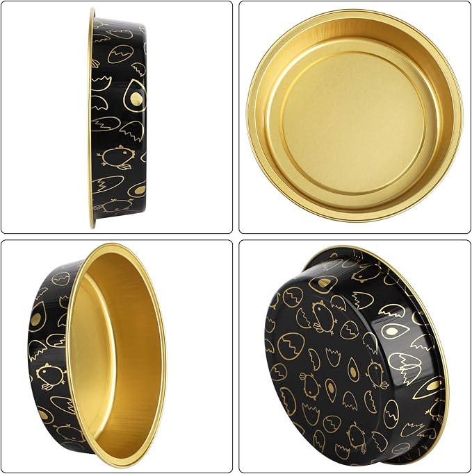 Beasea Mini Tart Pans 50 Pack, 4 Inch Disposable Pie Tins with Lids, Black Gold Aluminum Pie Pan Cartoon Tin Tart Pans Round Oven Baking Mini Cake Pan for Pie Tart Quiche - Image 7