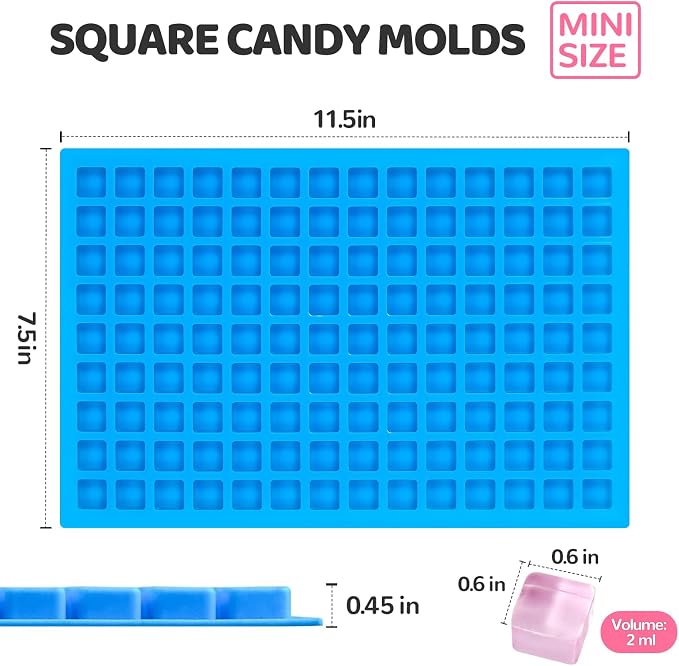 Square Silicone Candy Molds - Mini Silicone Molds for Hard Candy, Chocolate, Gummy, Caramel, Ganache, Ice Cubes - Image 3