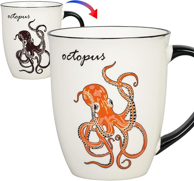 Ceramicfor Octopus Heat Changing Coffee Mug Cool Color Changing Mug Christmas Birthday Gifts for Men Women by Ceramicfor
