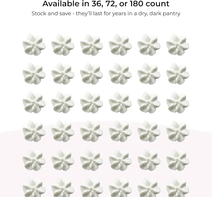 Global Sugar Art 180-Count White Mini Edible Flowers, Tiny Sugar Flowers | Mini edible cake decorations, edible white flowers for cupcakes, royal icing flowers, flower sprinkles, fancy sprinkles - Image 5