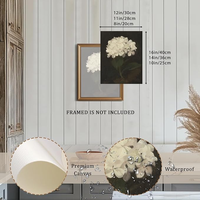 XOCUUI Unframed Vintage Wall Art: White Hydrangea by James Stuart Parker (12"x16") - Image 2