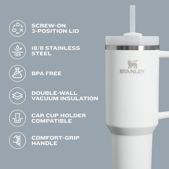 STANLEY Quencher H2.0 Flow State Tumbler, 40 oz, Stainless Steel Shale | Handle and Straw | 3-Position Lid | Cup Holder Compatible for Travel | Insulated Stainless Steel Cup | BPA-Free - Image 5