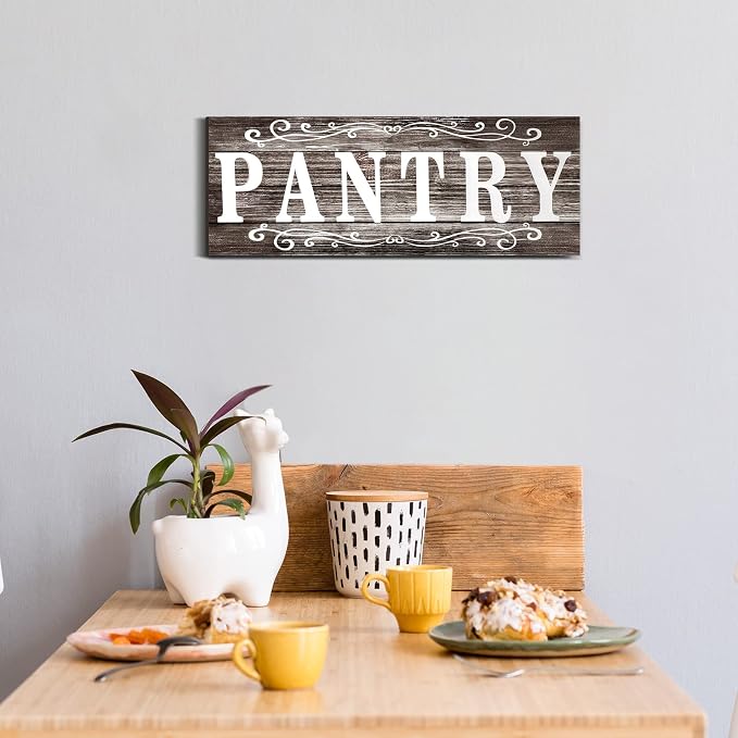 Jetec Pantry Sign Wall Decor 16 x 6 Inch Farmhouse Wood Pantry Signs Rustic Retro Hanging Wooden Art Plaque Decorative for Kitchen Restaurant Door Room Home Decoration(Gray) - Image 7