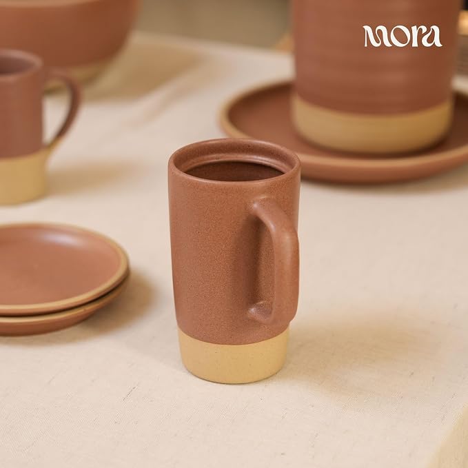 MORA Ceramics Large Tea Mug with Loose Leaf Infuser and Ceramic Lid, 18 oz, Portable, Microwave, Dishwasher Safe, Tall Coffee Cup - Rustic Matte Ceramic Glaze, Modern Herbal Tea Strainer, Terracotta - Image 5