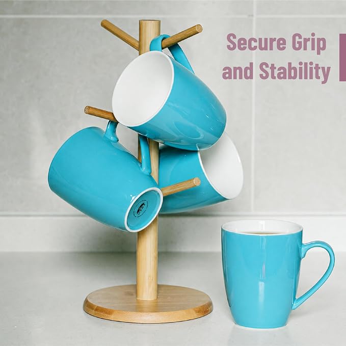BTaT- Porcelain Coffee Mugs Set, 16 Ounces, 4 Pack, Turquoise Ceramic Coffee Mugs with Handle, Restaurant Cups for Mocha, Tea, Cappuccino, Cocoa, Cereal, Mug Gift Set, Dishwasher and Microwave Safe - Image 5
