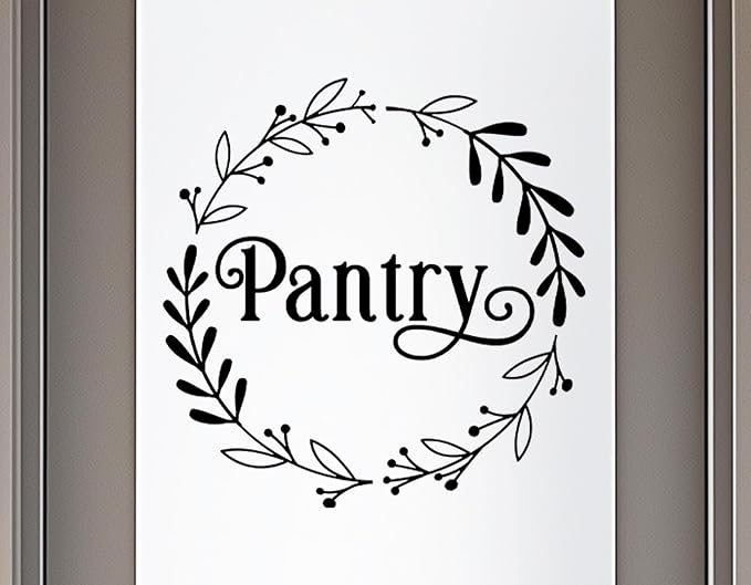 Pantry Decal, Kitchen Pantry Ornamental Sticker, Food Pantry Door Decal, Farmhouse Pantry Door Sticker, Kitchen Door Sign, Pantry Door Vinyl Sticker Decal (Black) by YYDESN
