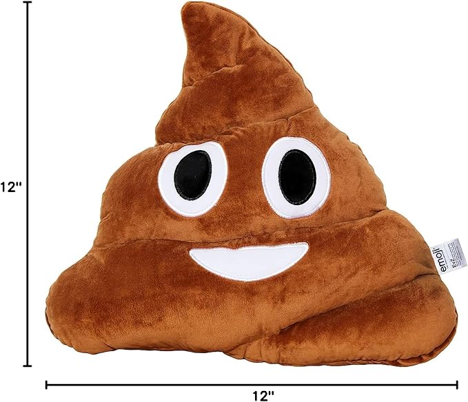 EvZ Official Certified Poo Emoji Pillow - 32cm Large Soft Plush Smiling Poop Emoticon Cushion - Iconic Funny Decorative Stuffed Toy for Kids, White Elephant Gift & Home Decor (Brown) - Image 4