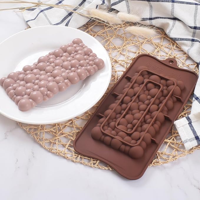 Bubbles Break Apart Silicone Chocolate Bar Molds, Homemade Protein and Energy Bar Molds, 4 Packs