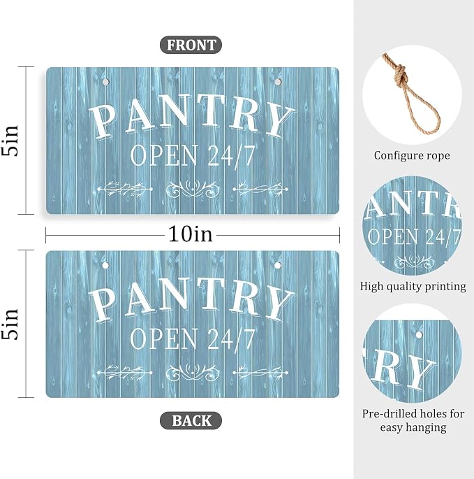 Pantry Room Decor Pantry Sign Wall Decor for Kitchen Pantry Hanging Sign Farmhouse Kitchen Wall Sign for Home Restaurant Coffee Shop Wall Art Sign Vintage Pantry Decoration 10x5 Inch - Image 2