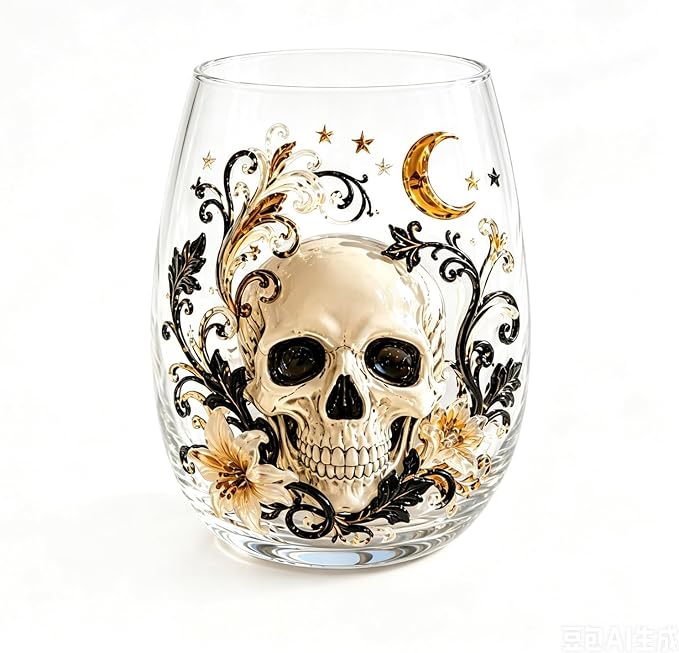 3D Halloween Autumn Glass Art Cup,Stemless Holiday Glassware Collection | Fantasy Fall Witch Wine Glasses,Holiday Printed Table Ornaments,Magical Halloween Home Decor Gifts for Various Beverages by Unknown