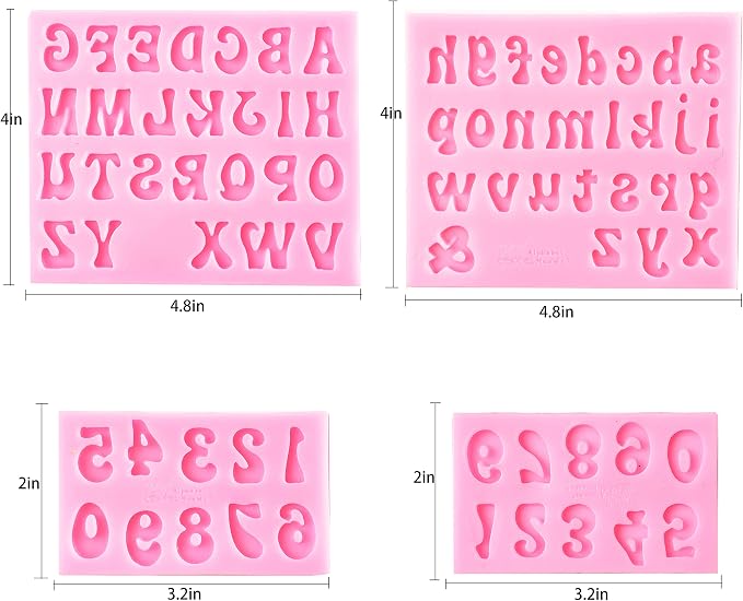 GELIFATLE Letters Molds and Numbers Molds, Silicone Fondant Mold Chocolate Molds, 0-9 Number and 26 Letters Silicone Molds for Baking Desserts and Cake Decoration (4 pack) - Image 2