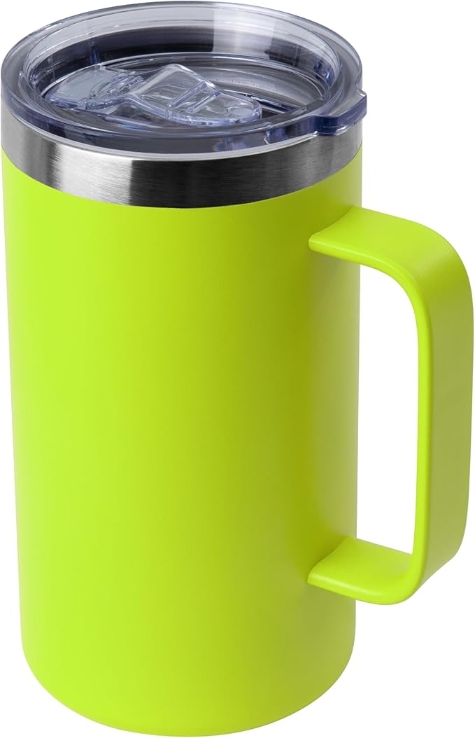 DOMICARE 24oz Mug with Handle and Lid, Stainless Steel Coffee Mug, Reusable Insulated Cup, Travel Mug with Handle, Double Wall Vacuum Coffee Tumbler for Men and Women, Light Green, Pack 1 by VisittheDOMICARE