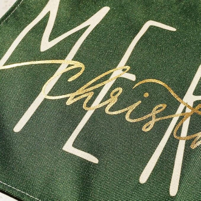 ONWAY Merry Christmas Gold Placemats 12x18 Inch Set of 4 Xmas Winter Holiday Place Mats for Home Party Kitchen Dining Table Decorations Green - Image 4