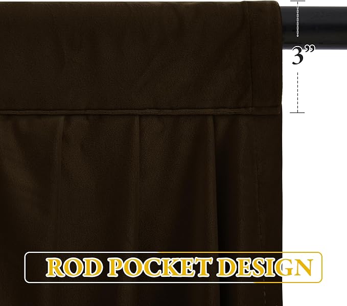 Luxury Brown Waterfall Swag Tier Curtains W59 inches, 1 Panel | Kitchen Half Window, Light Blocking Privacy Sliding Door Decor for Living Room, Rod Pocket - Image 2