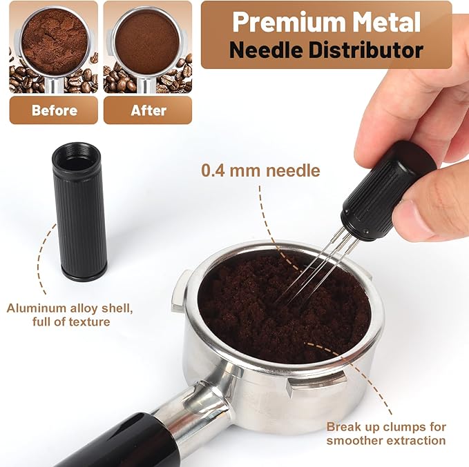 53mm Espresso Accessories Kit – Spring-Loaded Espresso Tamper, WDT Tool, Coffee Distributor, Magnetic Dosing Funnel, Puck Screen with Remover – Premium Stainless Steel & Aluminum Espresso Tools