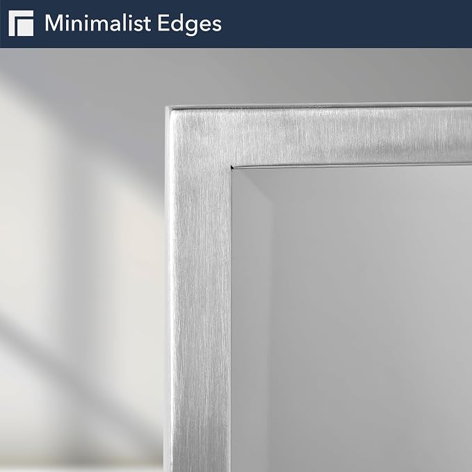 Head West Brushed Nickel Stainless Steel Metal Framed Mirror for Bathroom Vanity – Decorative Rectangular Bathroom Mirror for Over Sink, Bedroom & Living Room, 30"x40" - Image 5
