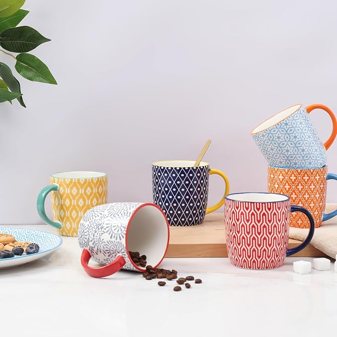 Selamica 10 OZ Coffee Mugs Set of 4, Small Coffee Cups Ceramic with Handle for Cappuccino Latte Cocoa Milk Tea, Dishwasher Microwave Safe, Assorted Colors - Image 6